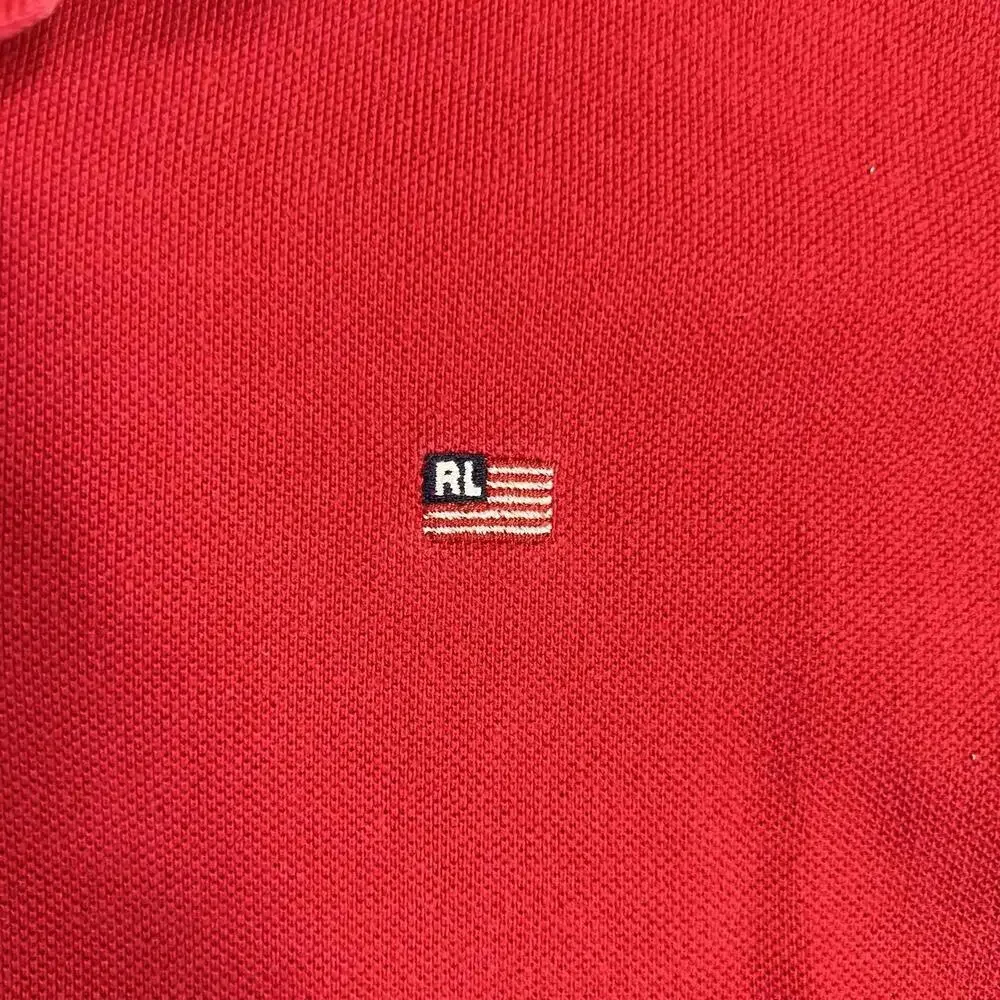 Vintage Polo Jeans Ralph Lauren Polo Shirt Mens XL Red RL US Flag 90s